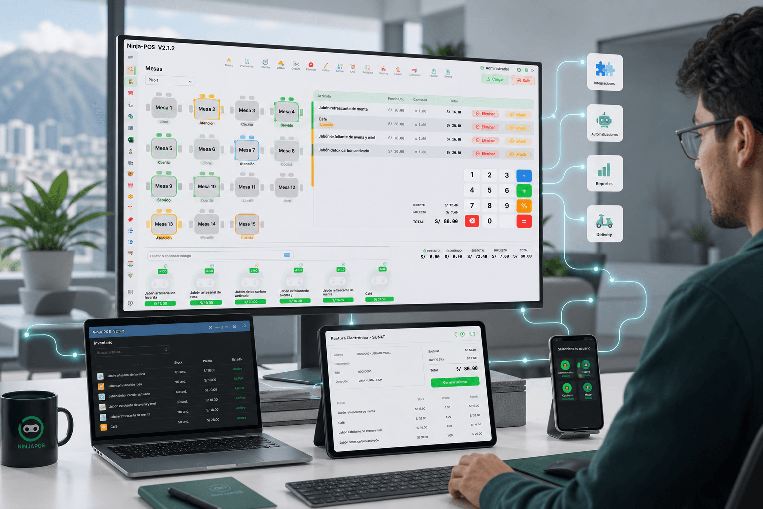 Equipo de desarrollo creando sistemas y aplicaciones conectadas con tecnología Ninja POS